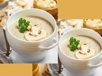 Крем-суп грибной с кусочками белых грибов (2 порции по 320 г х 165 руб.)